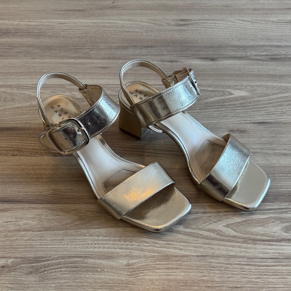 Alex Marie Metallic Gold Block Heels